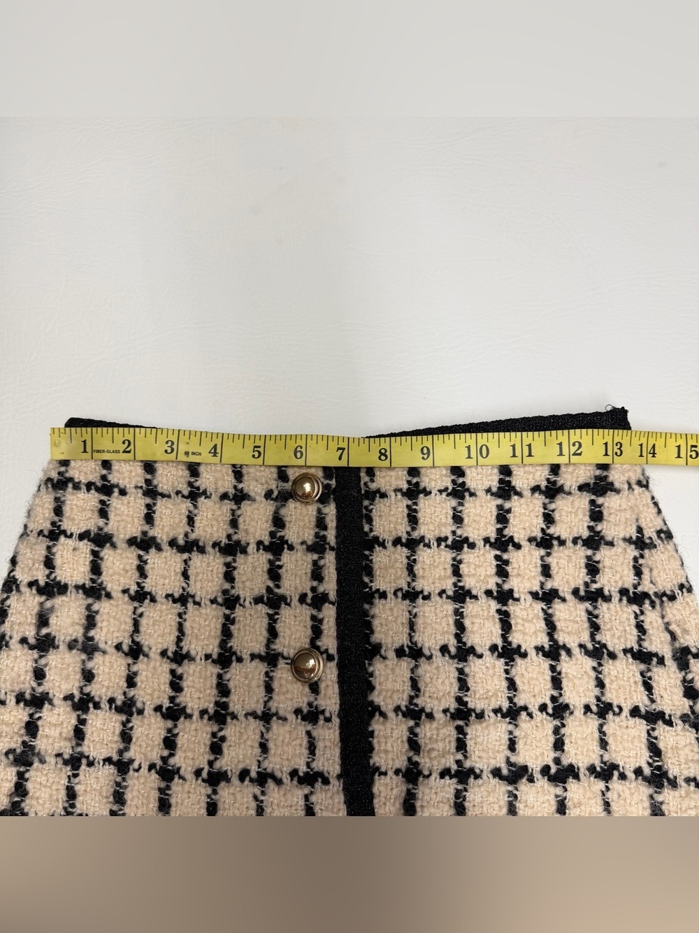 Miu Miu Black and Cream Bouclé Check Mini Skirt size 36 - Picture 7 of 10